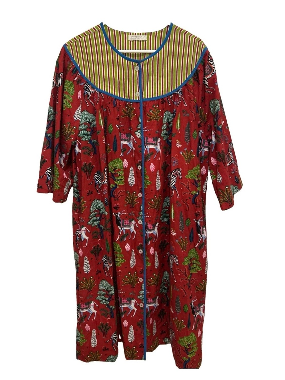 Anthropologie PrintFresh x Pencil + Paper  Button-Front Robe LARGE